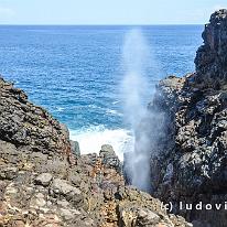 SRILANKA_D7M_4822 Langs de kust in Hummanaya kan je een curieus natuurfenomeen bewonderen, als de elementen hun rol vervullen: door de golfslag van het water tussen de rotsen...
